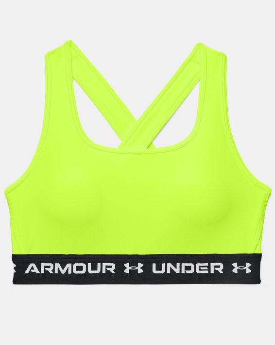 Women's Armour® Mid Crossback Sports Bra, Yellow, pdpMainDesktop image number 8